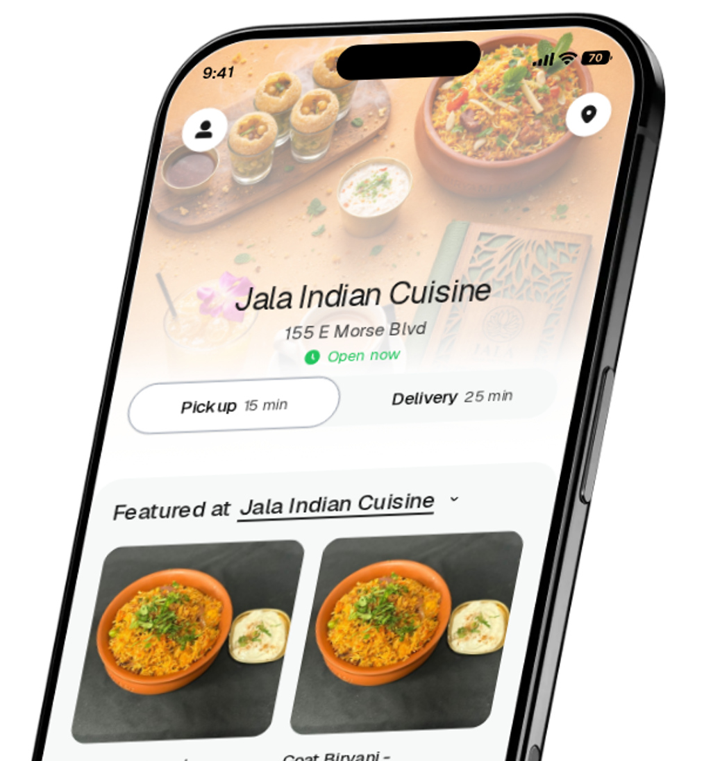 Jala Indian Cuisine app preview